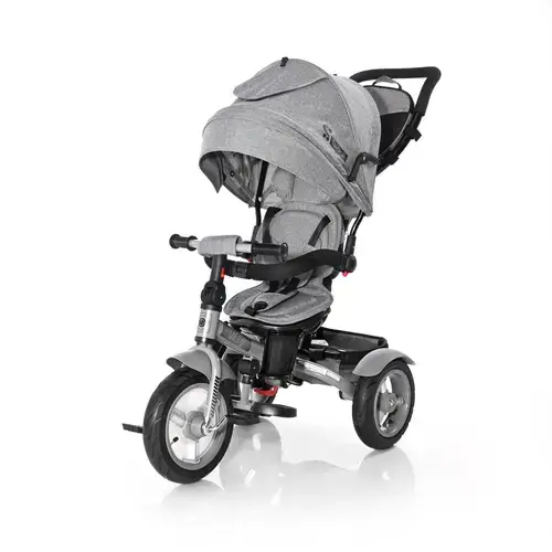 Tricicleta multifunctionala 4in1 Lorelli Neo Air, roti mari cu camera, Centura de siguranta cu prindere in 3 puncte, Gri