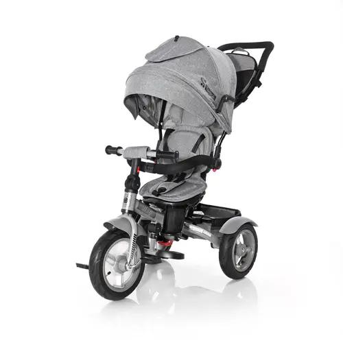 Tricicleta multifunctionala 4in1 Lorelli Neo Air, roti mari cu camera, Centura de siguranta cu prindere in 3 puncte, Gri