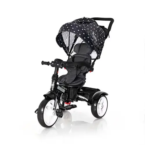 Tricicleta multifunctionala 4in1 Lorelli Neo, Centura de siguranta cu prindere in 3 puncte, scaun rotativ, Negru