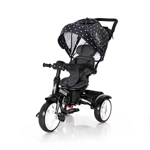 Tricicleta multifunctionala 4in1 Lorelli Neo, Centura de siguranta cu prindere in 3 puncte, scaun rotativ, Negru