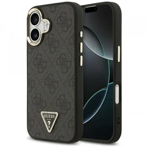 Husa MagSafe pentru Apple iPhone 17, Guess, 4G Triangle Diamond Logo, Neagra