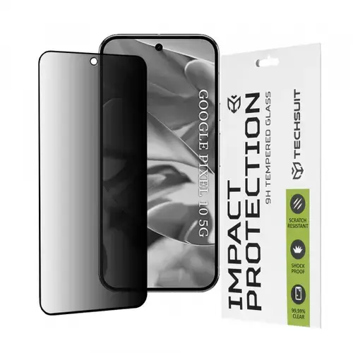 Folie de protectie Ecran Privacy Techsuit pentru Google Pixel 10, Sticla Securizata, Full Glue, 111D