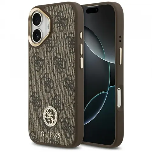 Husa MagSafe pentru Apple iPhone 17, Guess, 4G Strass Logo, Maro