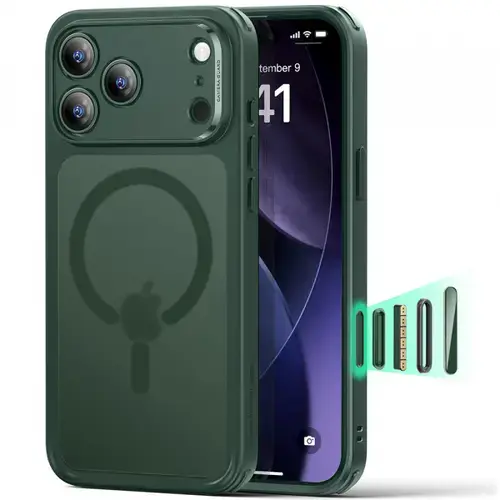 Husa MagSafe pentru Apple iPhone 17 Pro, ESR, Classic Hybrid, Verde Satinata