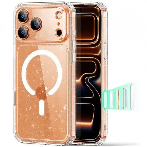 Husa MagSafe pentru Apple iPhone 17 Pro, ESR, Classic Hybrid Shimmer, Transparenta