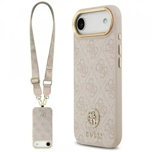 Husa pentru Apple iPhone Air, Guess, 4G Strass Logo and Big Strap, Roz