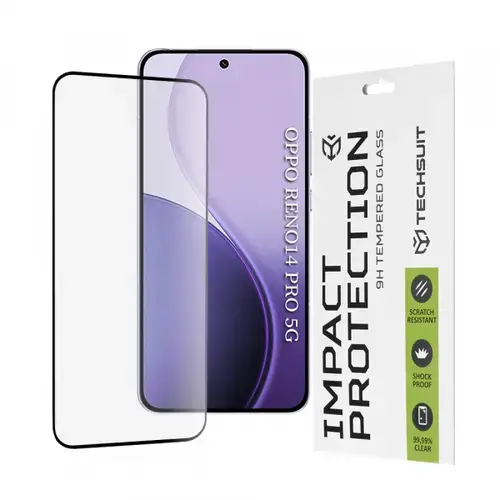 Folie de protectie Ecran Techsuit pentru Oppo Reno14 Pro, Sticla Securizata, Full Glue, 111D