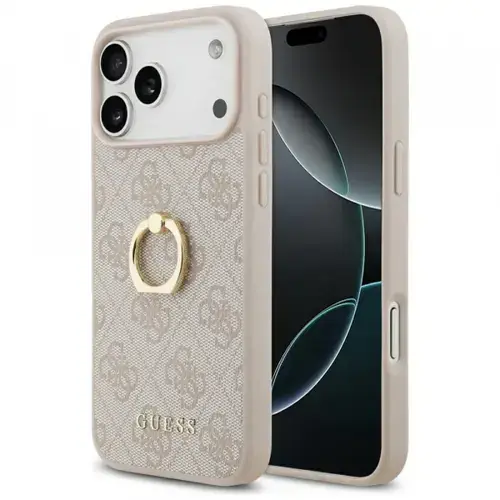 Husa pentru Apple iPhone 17 Pro Max, Guess, 4G Ring Stand, Maro