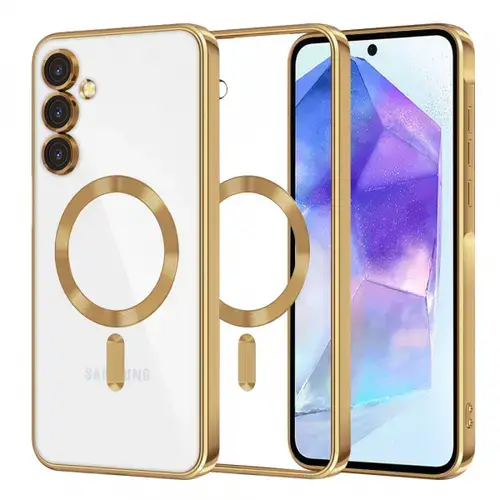 Husa MagSafe pentru Samsung Galaxy A55 5G A556, Techsuit, Luxury Crystal, Aurie