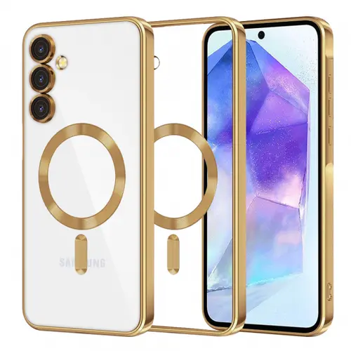 Husa MagSafe pentru Samsung Galaxy A55 5G A556, Techsuit, Luxury Crystal, Aurie
