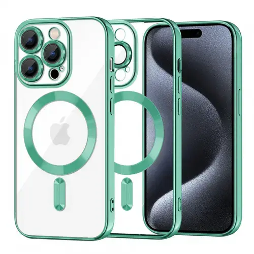 Husa MagSafe pentru Apple iPhone 15 Pro, Techsuit, Luxury Crystal, Verde Deschis