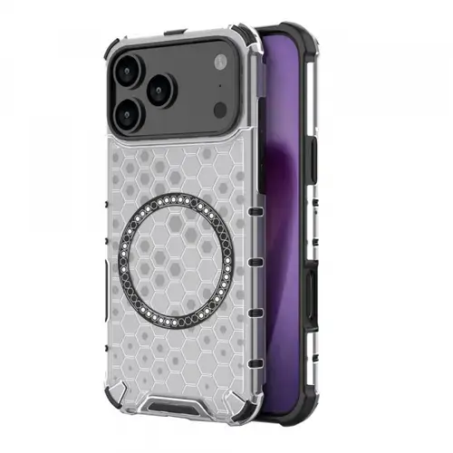 Husa MagSafe pentru Apple iPhone 17 Pro Max, Techsuit, HoneyComb Shield, Alba