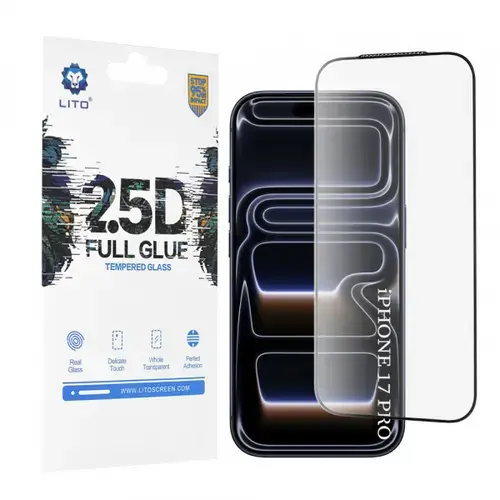 Folie de protectie Ecran Lito pentru Apple iPhone 17 Pro, Sticla Securizata, Full Glue, 2.5D