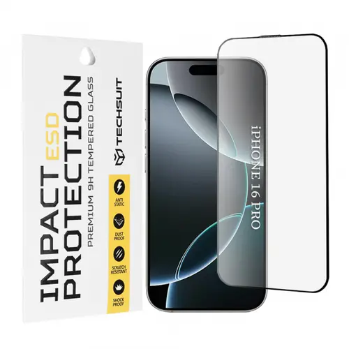 Folie de protectie Ecran Techsuit pentru Apple iPhone 16 Pro, Sticla Securizata, Full Glue
