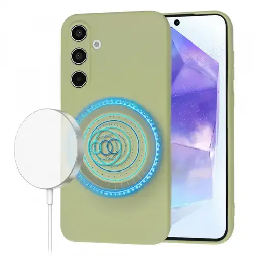 Husa MagSafe pentru Samsung Galaxy A55 5G A556, Techsuit, SoftFlex, Verde Matcha