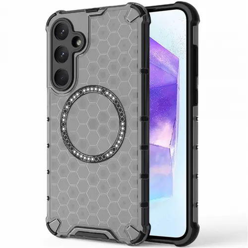 Husa MagSafe pentru Samsung Galaxy A55 5G A556, Techsuit, HoneyComb Shield, Neagra