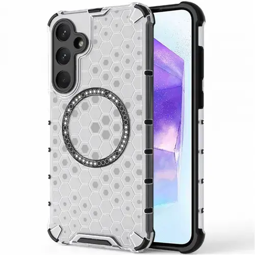Husa MagSafe pentru Samsung Galaxy A55 5G A556, Techsuit, HoneyComb Shield, Alba
