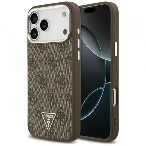 Husa MagSafe pentru Apple iPhone 17 Pro Max, Guess, 4G Triangle Logo, Maro