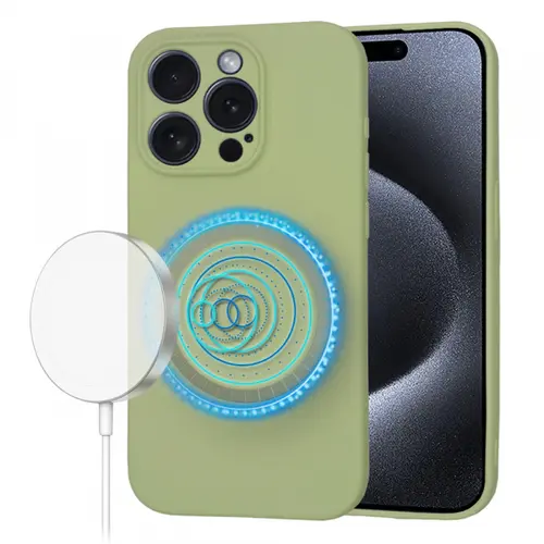 Husa MagSafe pentru Apple iPhone 15 Pro, Techsuit, SoftFlex, Verde Matcha