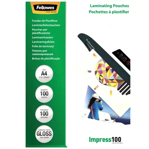 Folie laminare Fellowes 5351111, A4, 100 microni, 100 buc