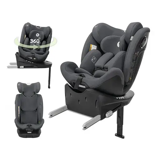 Scaun auto pentru copii Lorelli Perseus, i-Size, Isofix, baza rotativa, picior de sprijin, EPS Memory, panou de ventilatie, SPS, 0 luni-12 ani, 40-150 cm, Gri