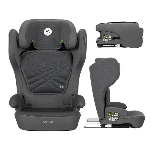 Scaun auto pentru copii Lorelli Rigel, i-Size, Isofix, pliabil pentru depozitare usoara, tetiera reglabila, 3 ani-12 ani, 100-150 cm, Gri