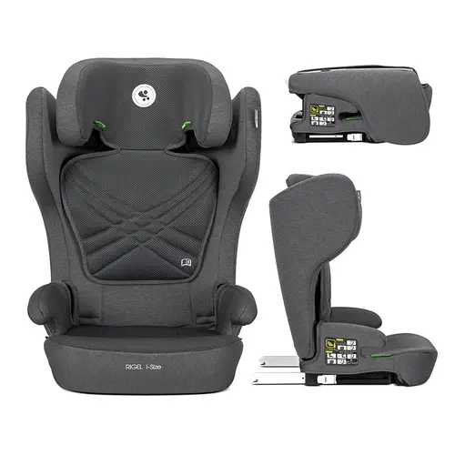 Scaun auto pentru copii Lorelli Rigel, i-Size, Isofix, pliabil pentru depozitare usoara, tetiera reglabila, 3 ani-12 ani, 100-150 cm, Gri