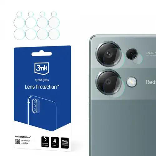 Folie de protectie Camera Spate 3MK Protection pentru Xiaomi Redmi Note 13 Pro 4G, Sticla Securizata, Set 4 bucati