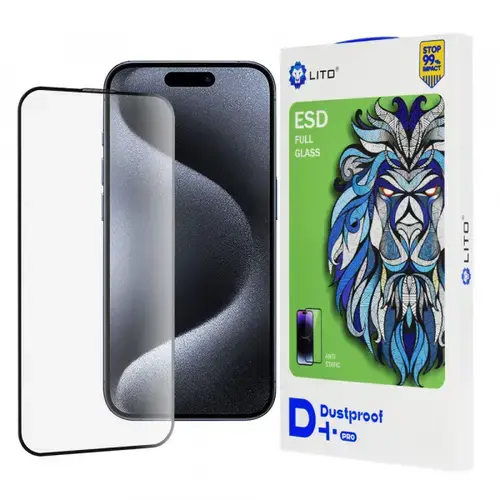 Folie de protectie Ecran Lito D+ Pro Dustproof pentru Apple iPhone 15 Pro, Sticla Securizata, Full Glue