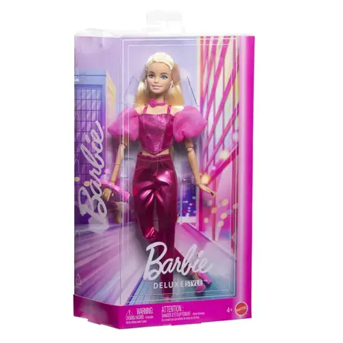 Papusa Barbie - Deluxe Style, cu tinuta roz metalizat