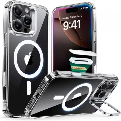 Husa MagSafe pentru Apple iPhone 16 Pro Max, ESR, Classic Hybrid Kickstand Slide, Transparenta