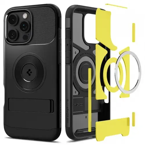 Husa MagSafe pentru Apple iPhone 16 Pro Max, Spigen, Slim Armor, Neagra
