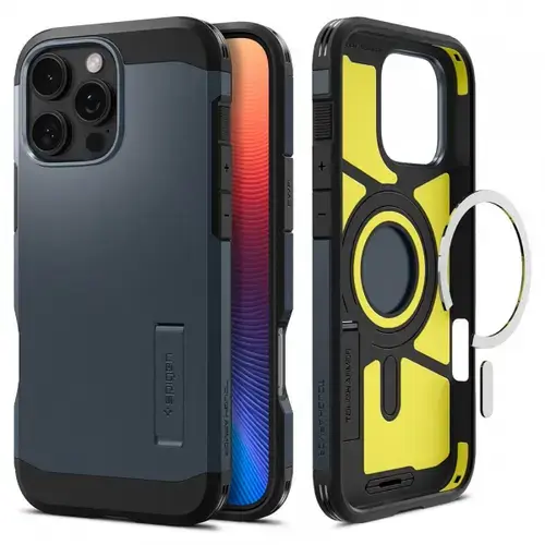 Husa MagSafe pentru Apple iPhone 16 Pro Max, Spigen, Tough Armor, Albastra
