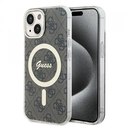 Husa MagSafe pentru Apple iPhone 15 Plus, Guess, IML 4G, Maro