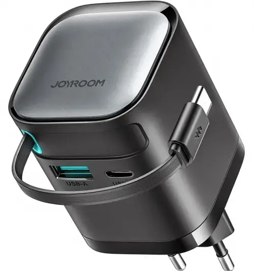 Incarcator Retea Cu Cablu USB-C Joyroom JR-TCL02, 65W, 3A, 1 x USB-A - 1 x USB-C, Negru