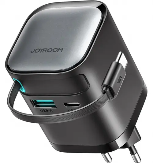 Incarcator Retea Cu Cablu USB-C Joyroom JR-TCL02, 65W, 3A, 1 x USB-A - 1 x USB-C, Negru