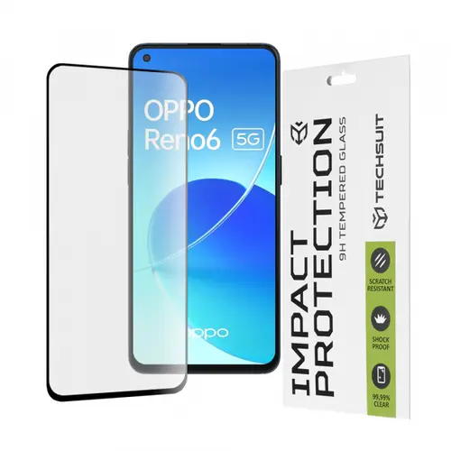 Folie de protectie Ecran Techsuit pentru Oppo Reno6 5G, Sticla Securizata, Full Glue, 111D