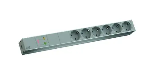 PDU Bachmann IT BM-333.402, 6 x prize Schuko, impamantare, fara intrerupator, protectie supra tensiune ,1xGVS Strom , cablu 2 metri, Aluminiu