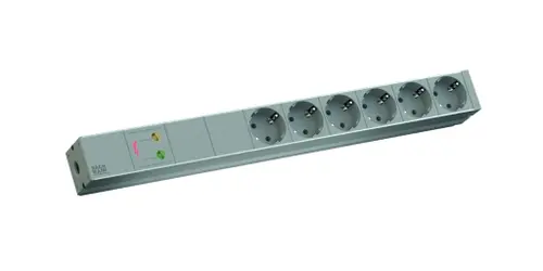 PDU Bachmann IT BM-333.402, 6 x prize Schuko, impamantare, fara intrerupator, protectie supra tensiune ,1xGVS Strom , cablu 2 metri, Aluminiu