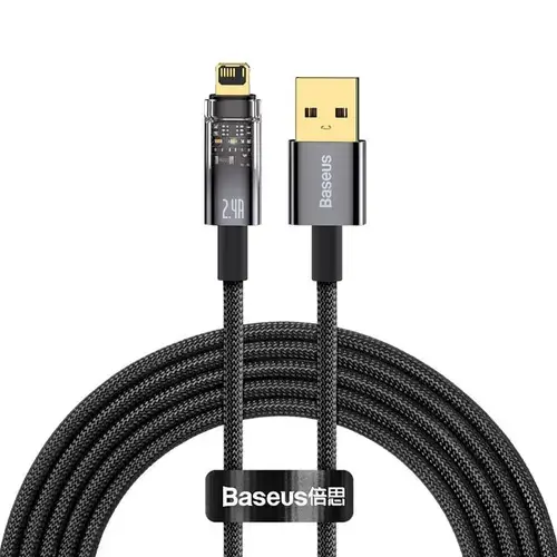 Cablu de date Baseus CATS000501, USB - Lightning, 2.4A, 1m, Negru