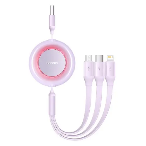 Cablu cu reglare in lungime Bright Mirror 2, Baseus, USB - Micro, USB-C, Lightning, pentru iPhone 3.5A, 110cm