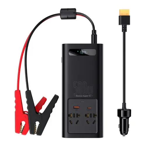 Invertor de tensiune, Baseus Super Si, 2 x USB, 500W, 240V, Negru