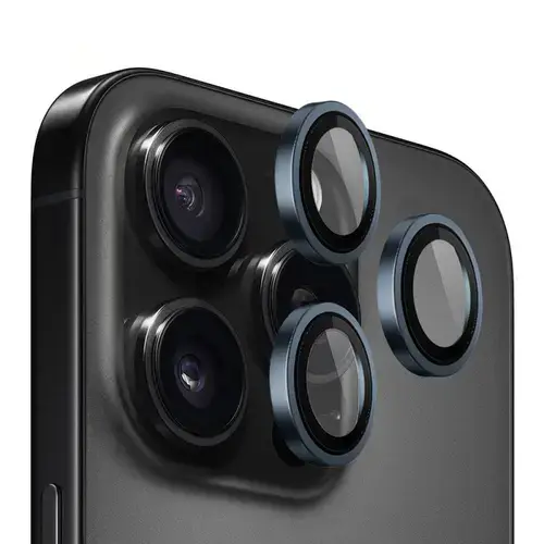 Folie de protectie Camera Spate Blueo Metal Frame pentru Apple iPhone 15 Pro, Sticla Securizata
