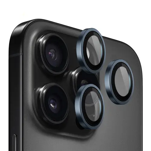Folie de protectie Camera Spate Blueo Metal Frame pentru Apple iPhone 15 Pro, Sticla Securizata