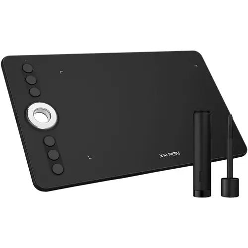 Tableta grafica XP-PEN Deco 02, 10x5.63inch, Rotita Multifunctionala, Pen cu cap Stergere, 6 Butoane, 8192 niveluri presiune, include Artrage LIte, Manusa, Pen-Stand, 8 varfuri de rezerva