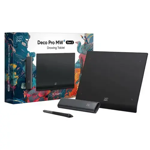 Tableta grafica XP-PEN Deco PRO MW Gen 2, 9x6inch, 16384 niveluri presiune, conexiune Bluetooth 5.0, Pen-Stand, 10 varfuri de rezerva, cu telecomanda ACK05