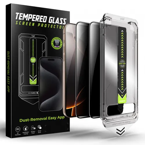 Folie de protectie Ecran Privacy Techsuit TitanGlass pentru Apple iPhone 16 Pro Max, Sticla Securizata, Full Glue, Set 2 bucati