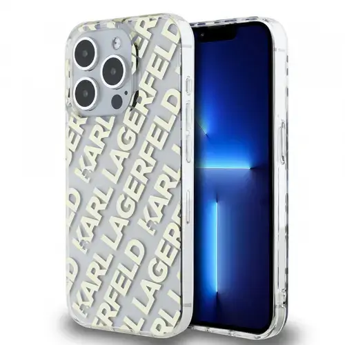 Husa pentru Apple iPhone 15 Pro, Karl Lagerfeld, IML Luxury Monogram KL Pattern with Strap, Neagra