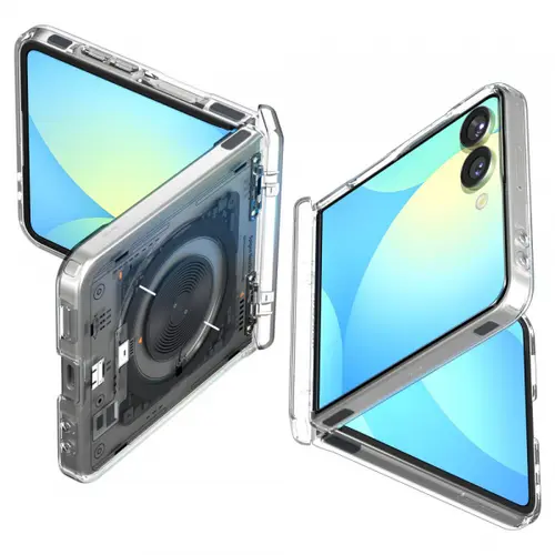 Husa MagSafe pentru Samsung Galaxy Z Flip7 F766, Spigen, Ultra Hybrid Pro Neo One, Transparenta