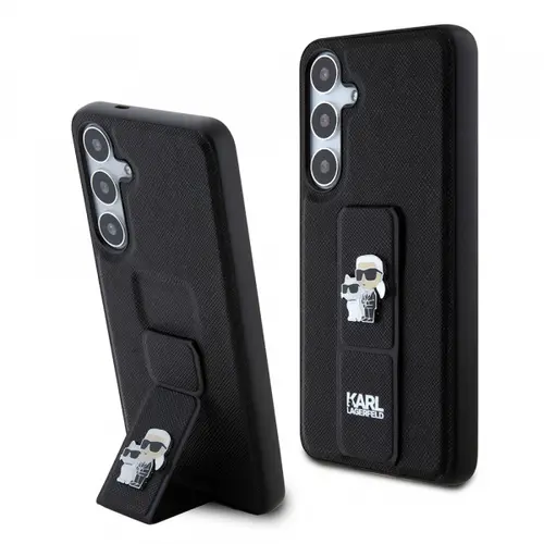 Husa MagSafe pentru Samsung Galaxy S24+ S926, Karl Lagerfeld, Saffiano Gripstand Karl & Choupette, Neagra